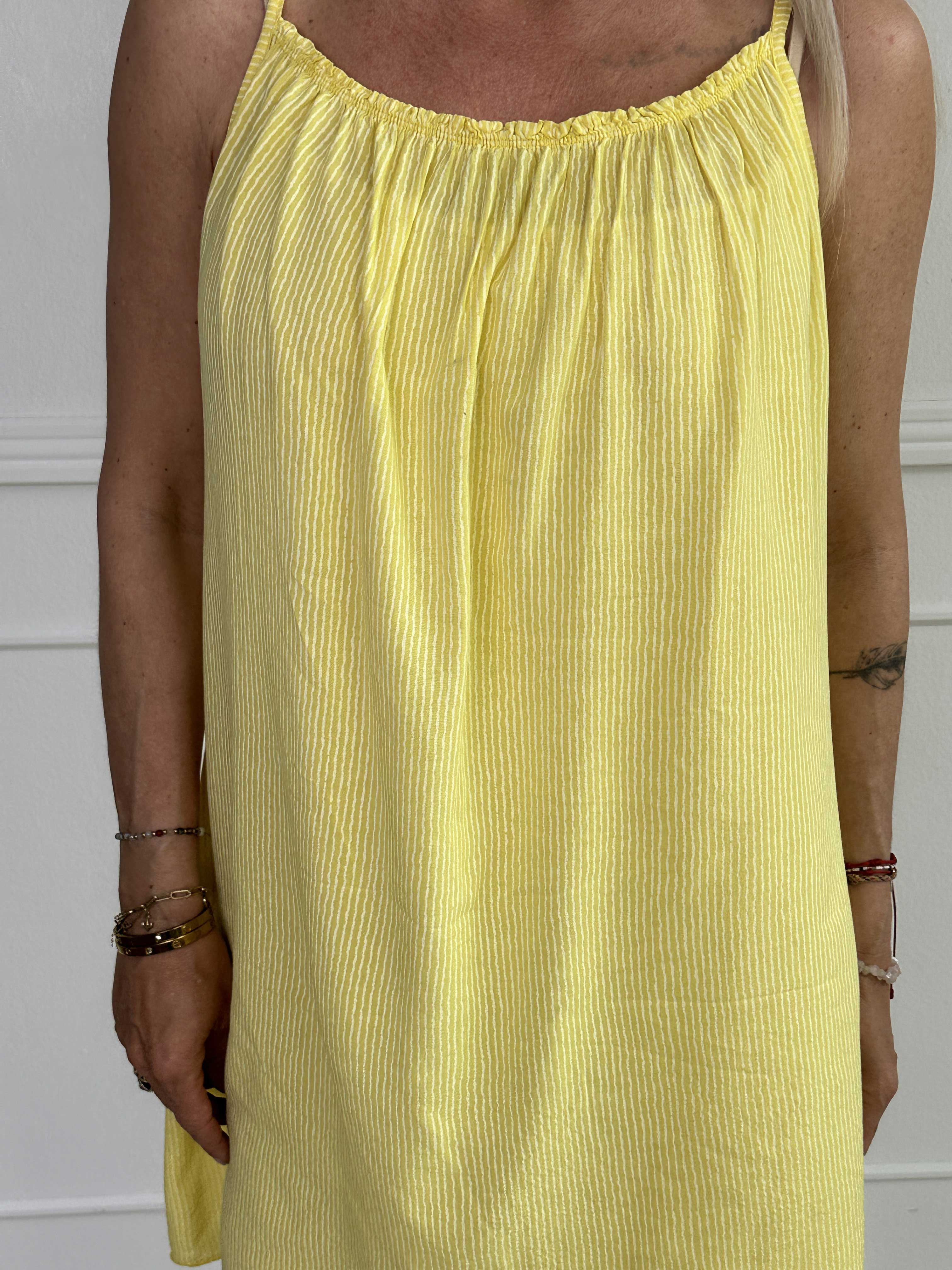 Afina - Stropkjole i viskose med tynde striber